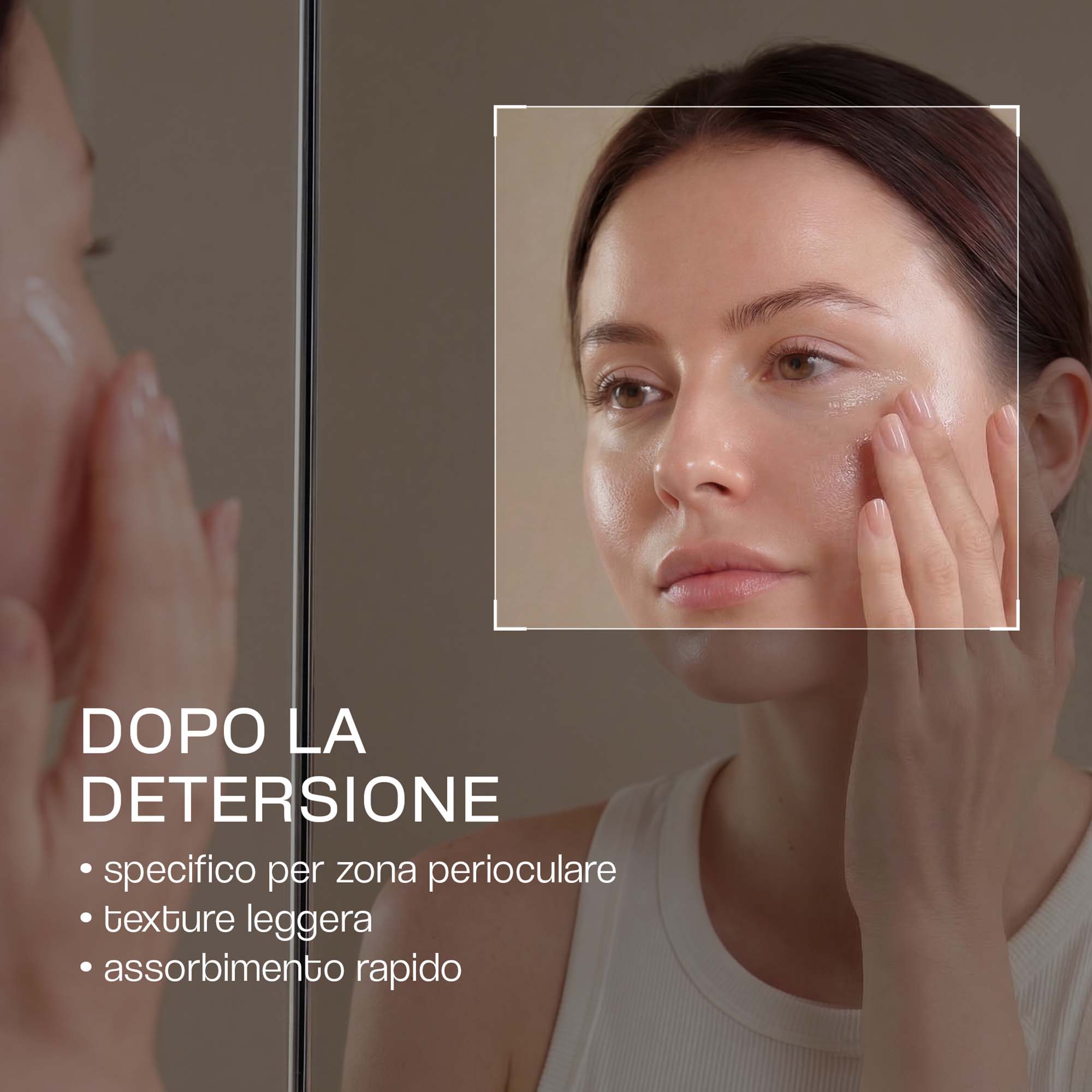 Applicazione di ANTIOX ADVANCE davanti allo specchio