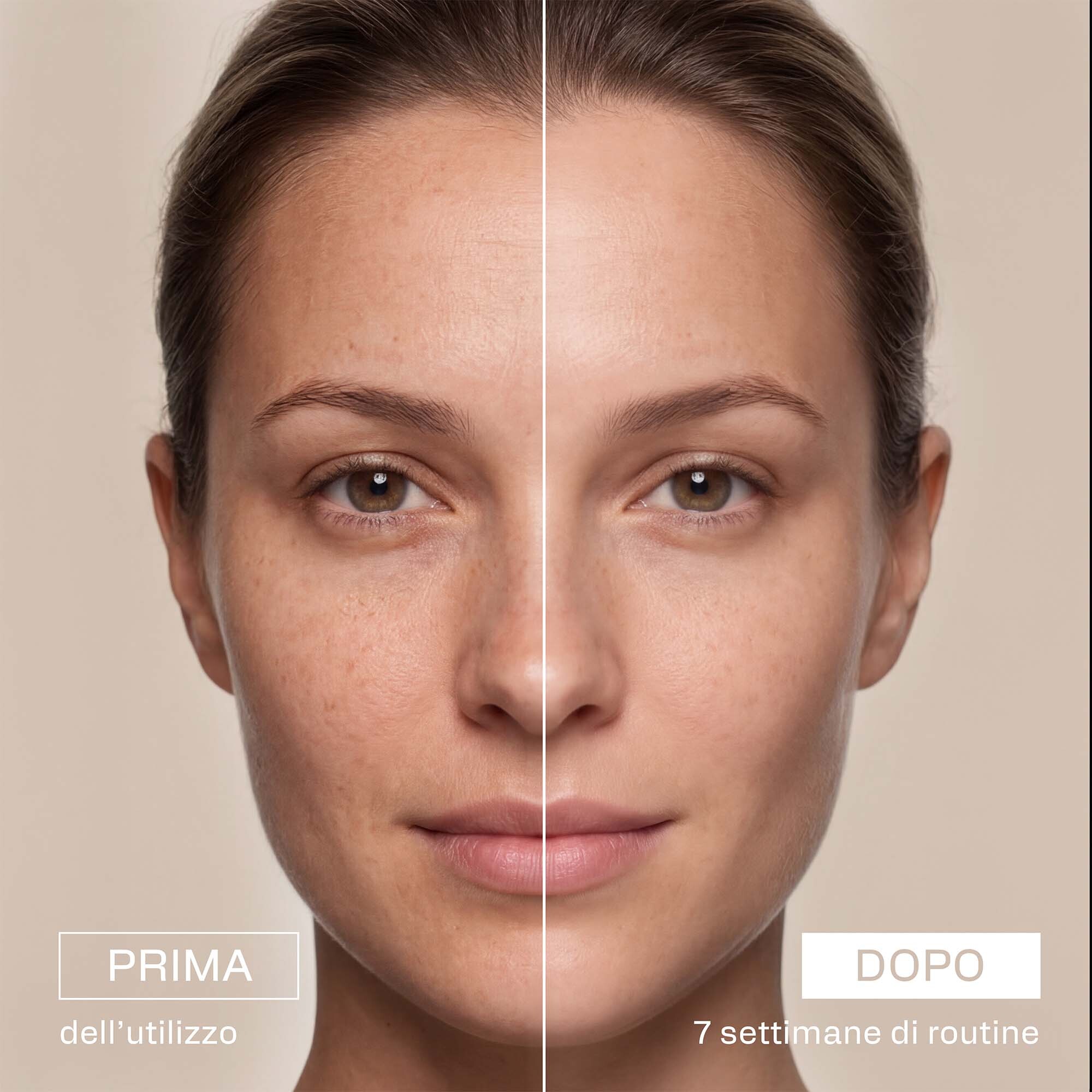 Prima e dopo della routine con crema RISTRUTTURANTE H24