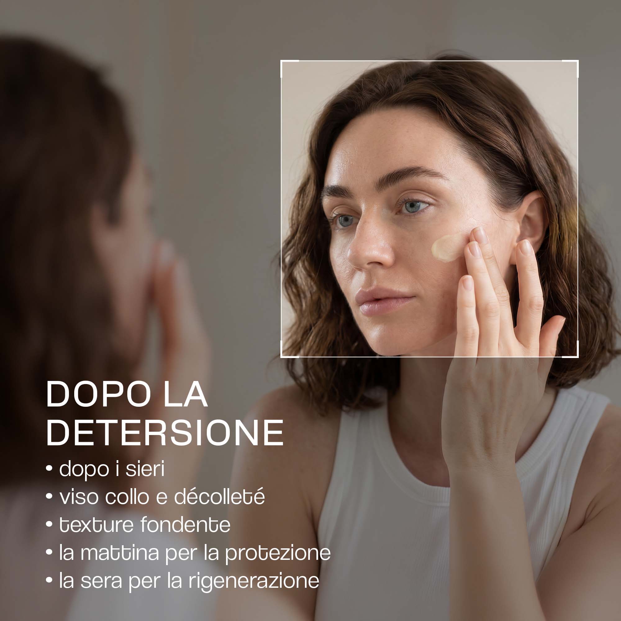 Applicazione della crema RISTRUTTURANTE H24 dopo la detersione